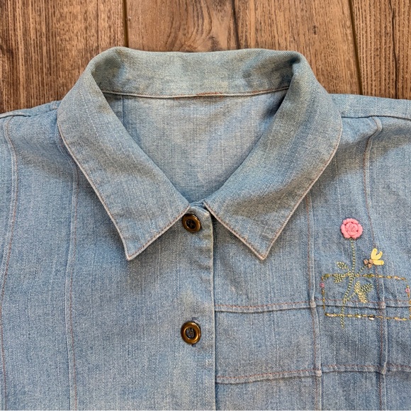 Vintage Koret City Blues embroidered denim button-down shirt Cottagecore - Picture 7 of 12